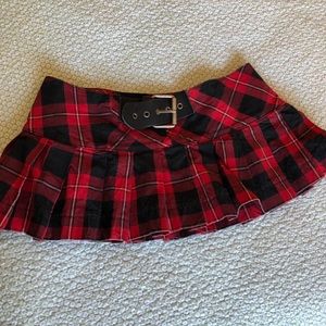 Miss sixty plaid mini skirt with leather buckle